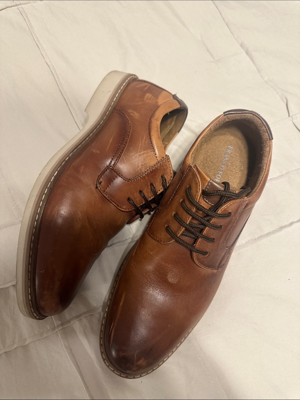 Franco Fortini Brown Leather Casual Lace-Up Shoes